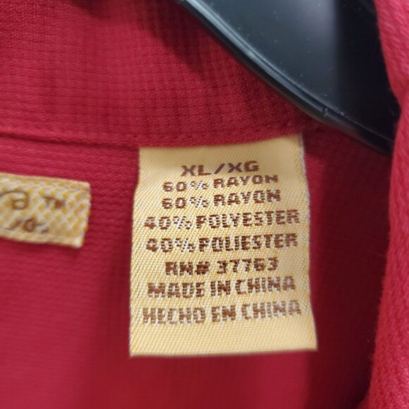 The Havanera Co. Men's Dark Red Embroidered Button Up Lounge Rockabilly Shirt XL - Picture 5 of 7